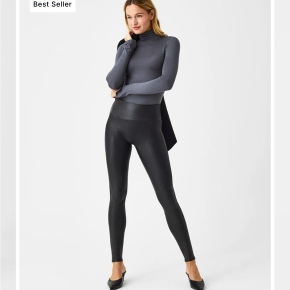 Spanx Faux Leather Leggings Black Large